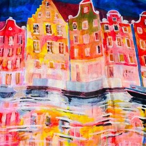 NAVIGO  100% Silk Scarf Unique and Beautiful  16" X 69"